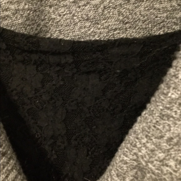 AB Studio Grey Sweater with Black Lace Insert - Picture 2 of 3